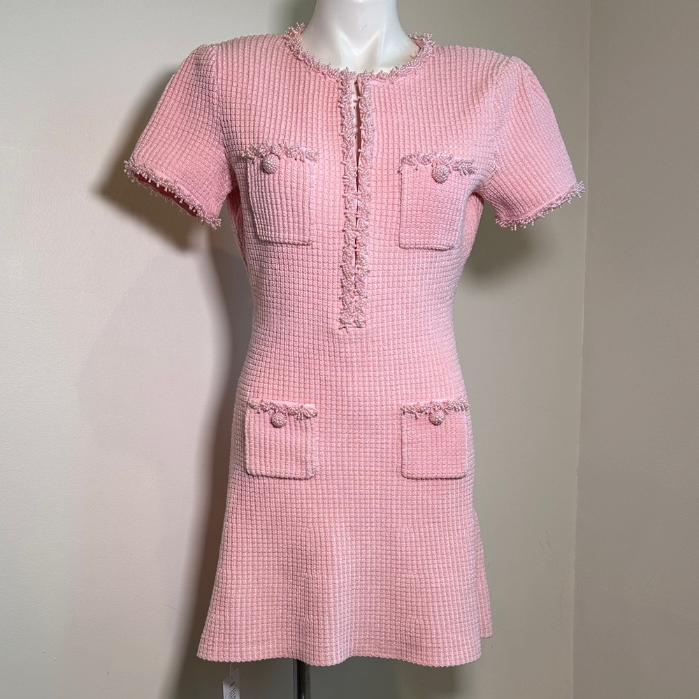 Self-Portrait Pink Textured Dress